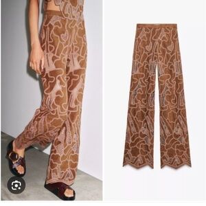 Zara faux suede crochet pants